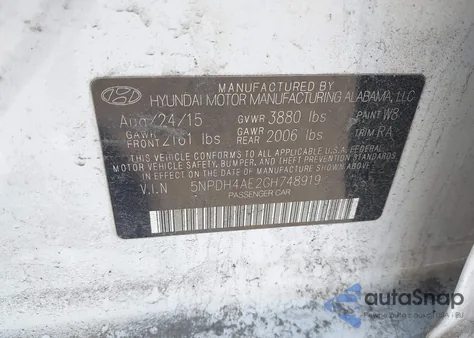 2016 Hyundai Elantra Se из США, поврежденный, VIN 5NPDH4AE2GH748919